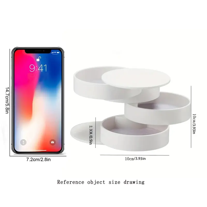 Round Multi-layer Desktop Rotating Jewelry Storage Box, Dust-proof Rotatable Accessories Makeup Organizer with Lid for Dressers for Bedroom, Room Organizer, Sweet Furniture, Dressers Countertop Organizers, Home Decoration, Room Decor, Teenage Girl Gifts 2