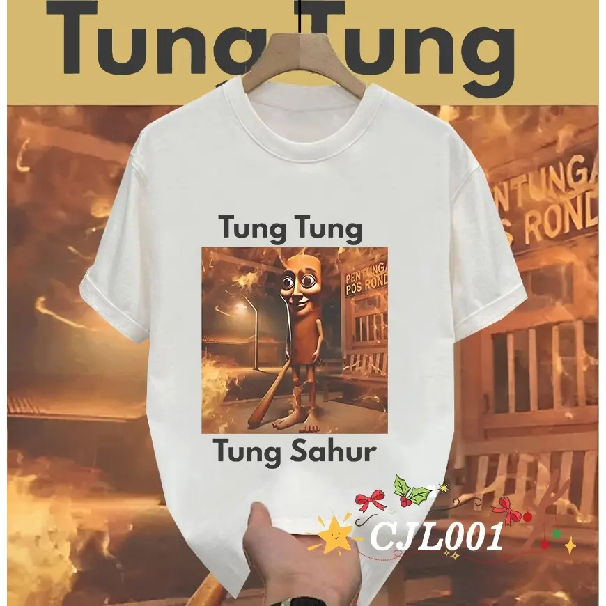 New Tung Tung Tung Sahur Printed T-shirt Cotton short sleevesTops for Children and Adults Unisex#T017 S-5XL