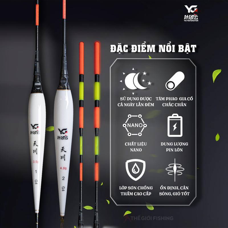 YG- Phao lửng ngày đêm G4 - tăm phao cực sáng rõ, chống sóng gió tốt, độ đồng tâm cao, đem lại tín hiệu tốt, hiệu quả