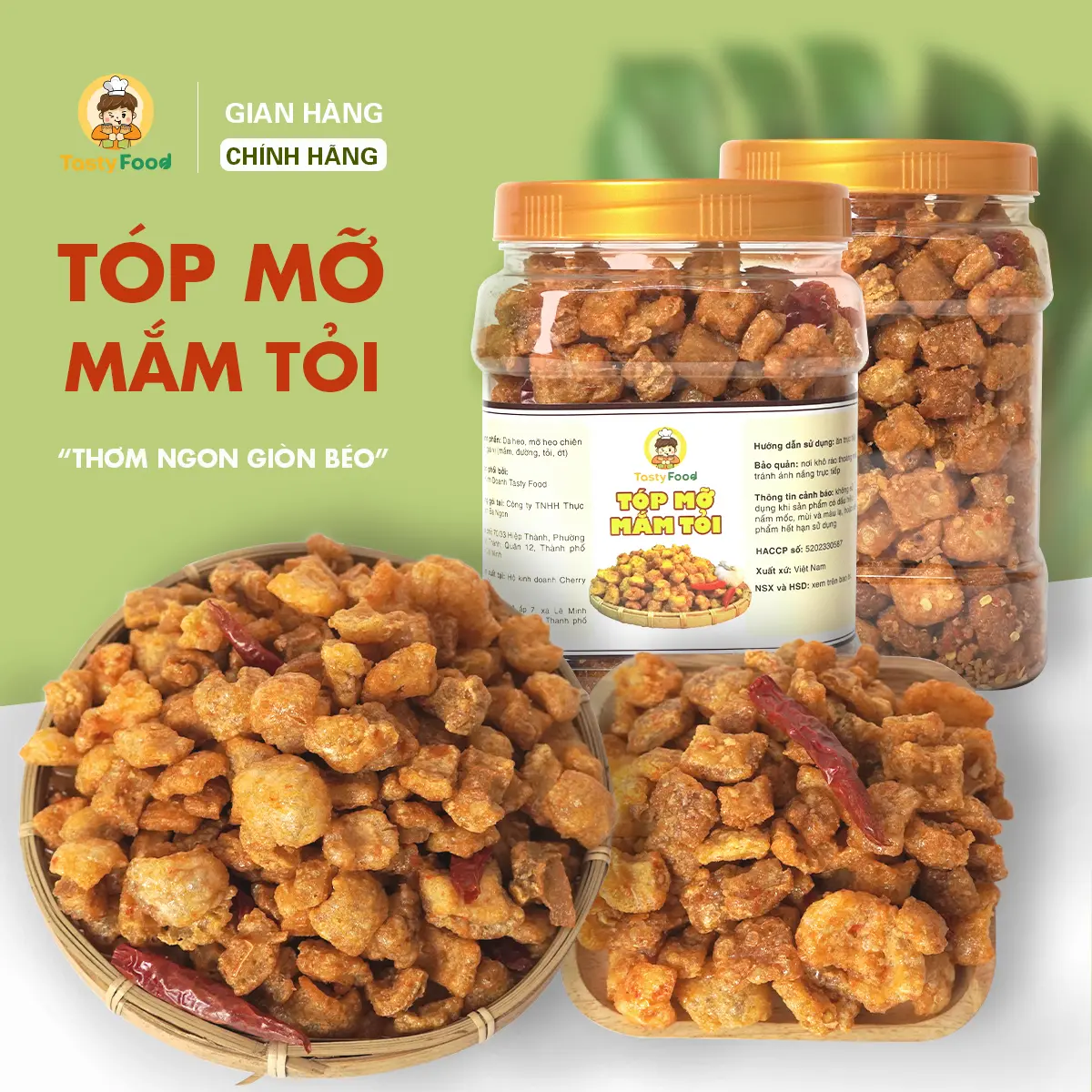 Tóp Mỡ Viên Mắm Tỏi Cô Ba Tasty - Hũ 450/900G - SP008