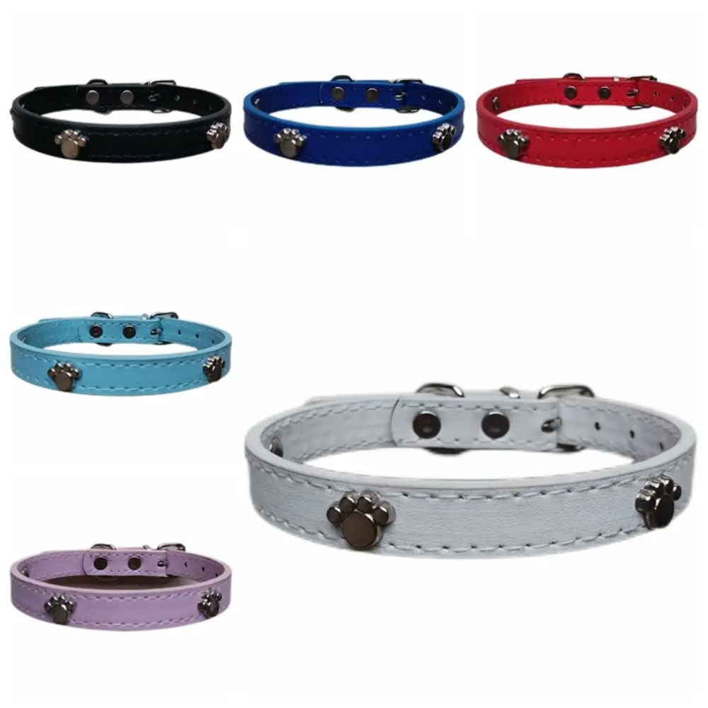 Comfortable Adjustable Pet Neck Collar Leather Colorful Cat Collar Exquisite Cool Pet Necklace Photograph