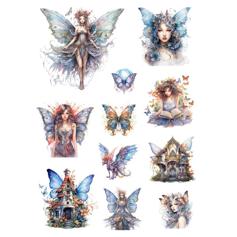 Cartoon Butterfly & Figure Pattern Sticker, 96pcs/set Waterproof Self Adhesive Decorative Sticker, Decor Sticker for Diy Scrapbooking Gift Greeting Card Water Bottle Laptop Phone 5
