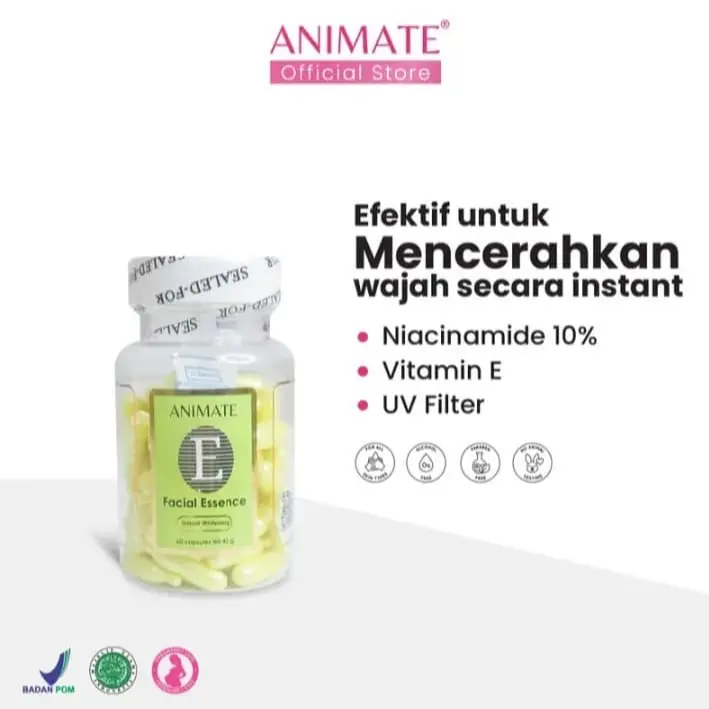 animate kapsul-pencerah kulit kusam kulit sensitive kulit kering -ANIMATE Facial Essense isi 60 capsul Hitam Vitamin Mencerahkan 2