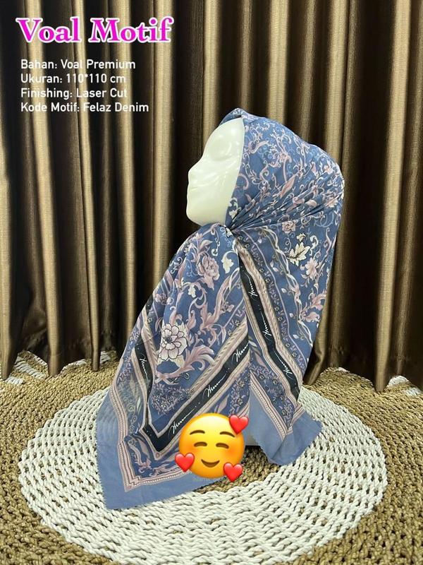 HIJAB VOAL MOTIF ALL VARIAN TERBARU / HIJAB VOAL MOTIF STANDART Kerudung  Segi  Empat 4