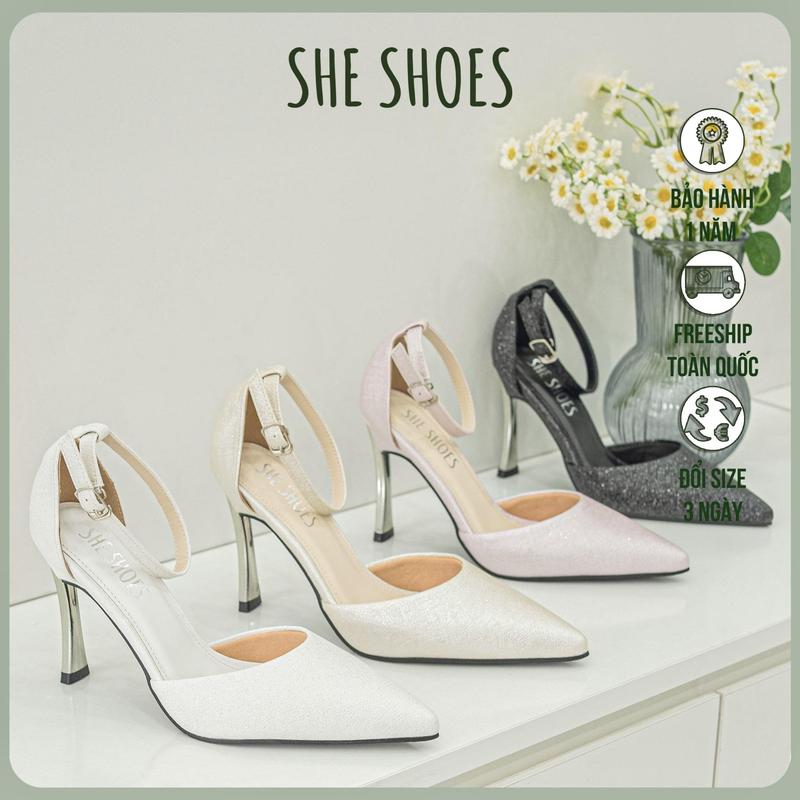  SANDAL NHŨ GÓT BẠC GÓT KIM LOẠI LẤP LÁNH 8 phân độc quyền bởi SHE SHOES - NEW ARRIVAL- GC08007 Nữ GiàY 