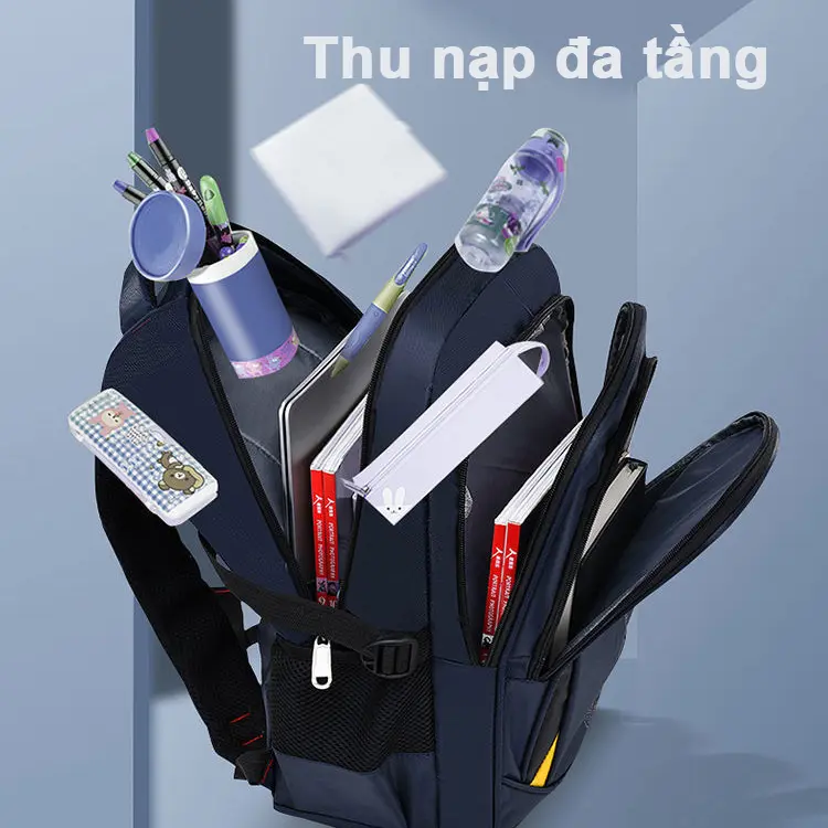 Túi đôi cho học sinh tiểu học Túi xách công suất lớn cho nam và nữ Hàn Quốc ba lô Học viện Phong cách thời trang bảo vệ sườn núi 3