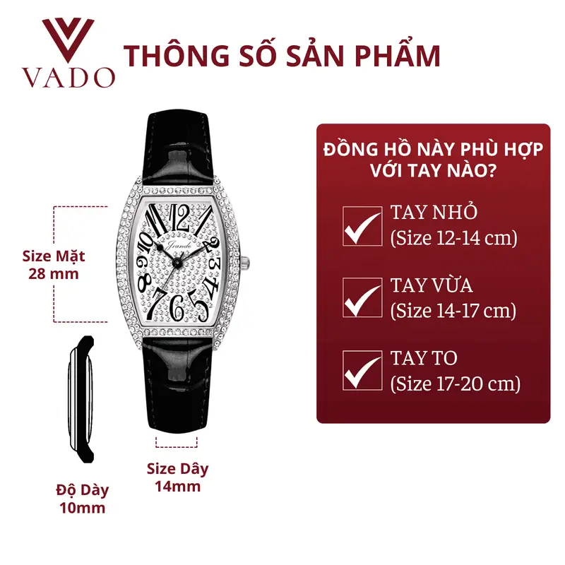 [LIVE] Đồng hồ nữ sang chảnh mặt thoi, đính đá sang trọng, phong cách quý phái, hỗ trợ kháng nước - DH1 JRANDE 4