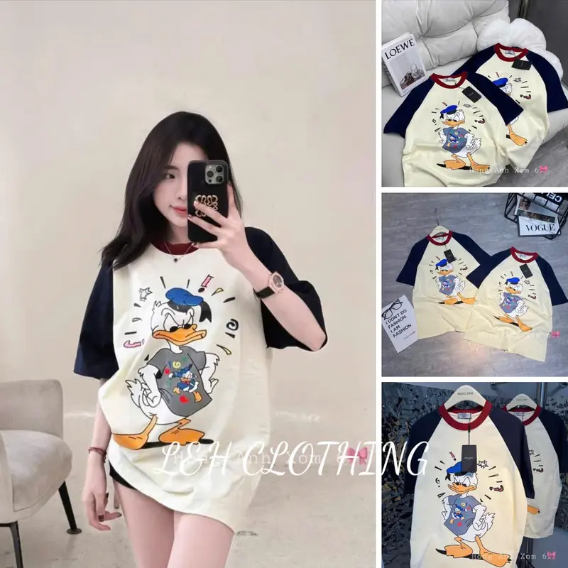 ÁO THUN NỮ HÌNH VỊT DONALD HÌNH IN 3D CHẤT ÁO COTTON HOTTREND 0
