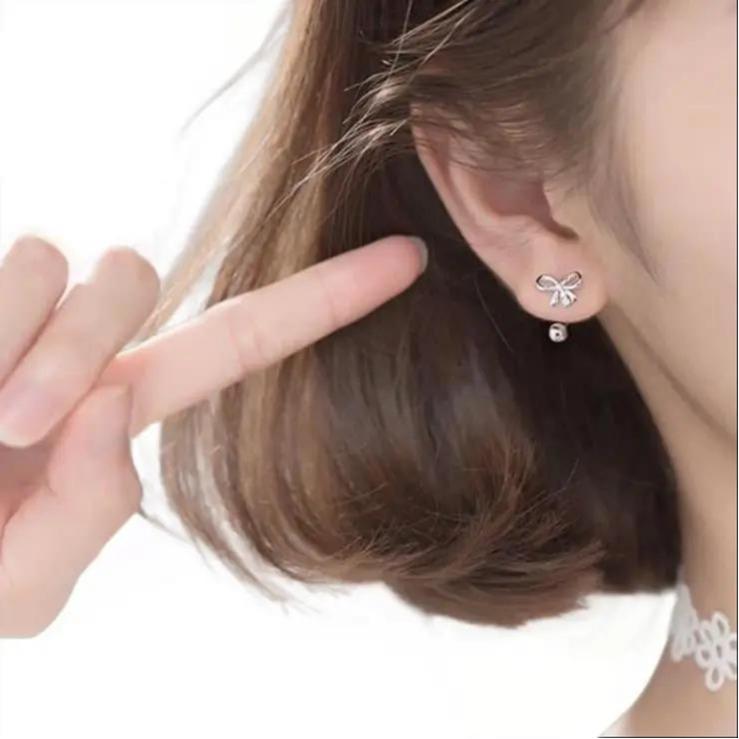 Bông tai bạc ta xoắn bi nơ xinh bi bạc ta bạc LOPA SK51 cá tính điệu đà Kỷ niệm xinh xắn trang sức phụ nữ điểm nhấn,thu hút thời trang quà tặng sinh nhật bạn thân