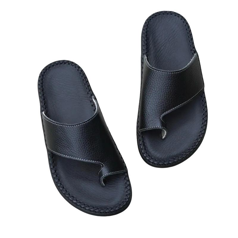 DéP Nam Đốc Tờ 2 in 1, Da Sần HaLiTa, Khâu Chỉ Toàn Bộ, Đế Cao Su Êm Chân Hoa Đế Bằng Sandal Quai Hậu
