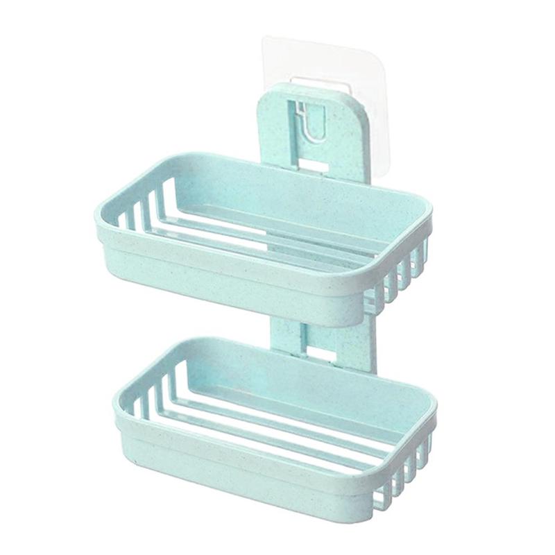 Product Introduction of Hộp Xà Phòng Không Đục Lỗ Thiết Kế Sáng Tạo, Treo Tường, Giá Để Đồ, Cốc Hút, Giá Để Xà Phòng Hai Lớp, Thoát Nước Trong Phòng Tắm 11
