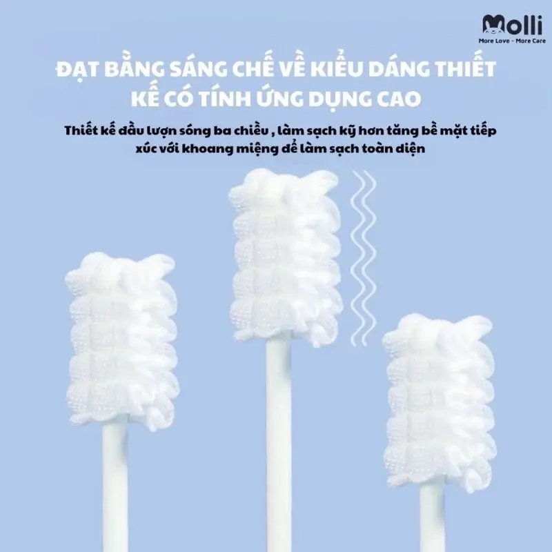 ￼[HỘP 30 QUE] Rơ lưỡi tưa lưỡi tiệt trùng cho bé Molli 4