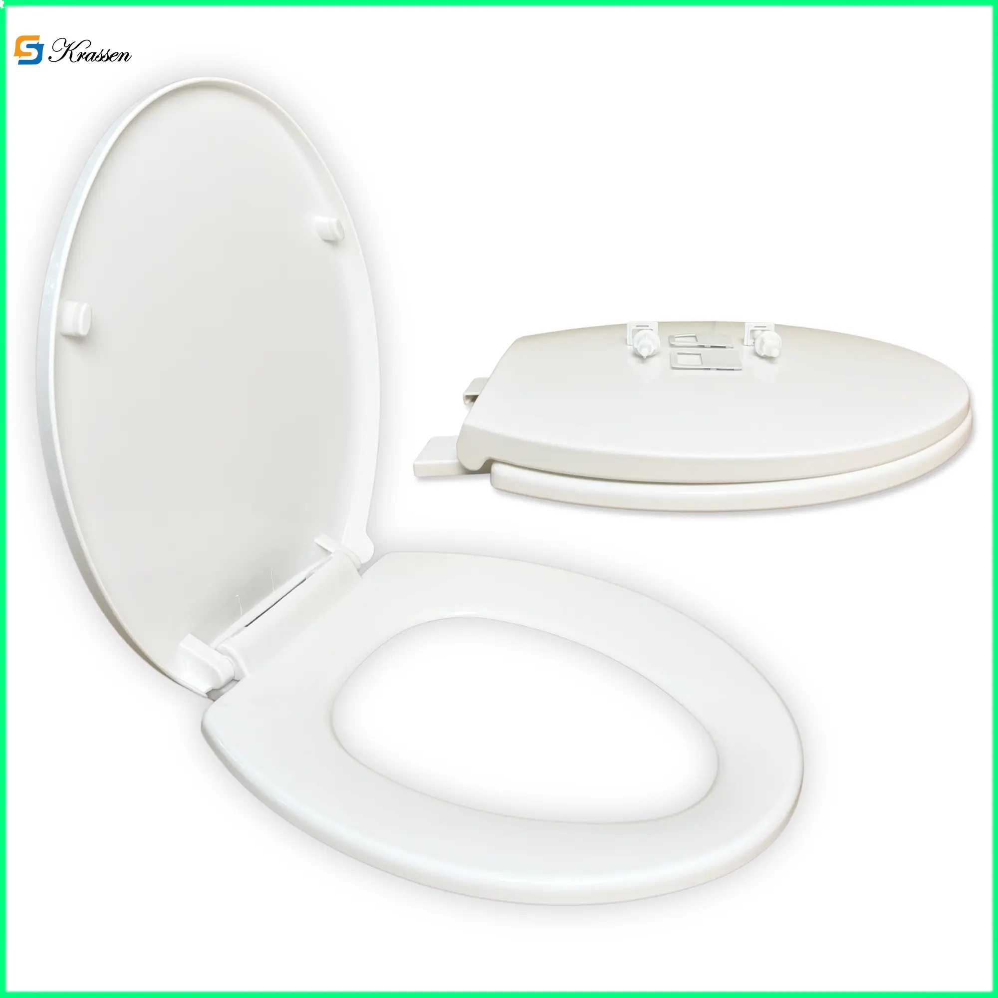 KS.15 Nắp bồn cầu rơi tự do tròn bầu 36x44cm+-1. Màu trắng sữa, thay thế cho bồn 2 khối phổ thông.