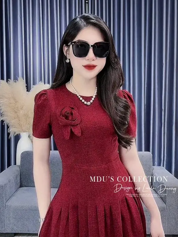 [MIỄN SHIP] MDU3791 Váy text Nhật 2 Lớp - Kiểu Dáng Cuốn Hút Sang Trọng Dành Cho Nữ Women Dress Đỏ 1