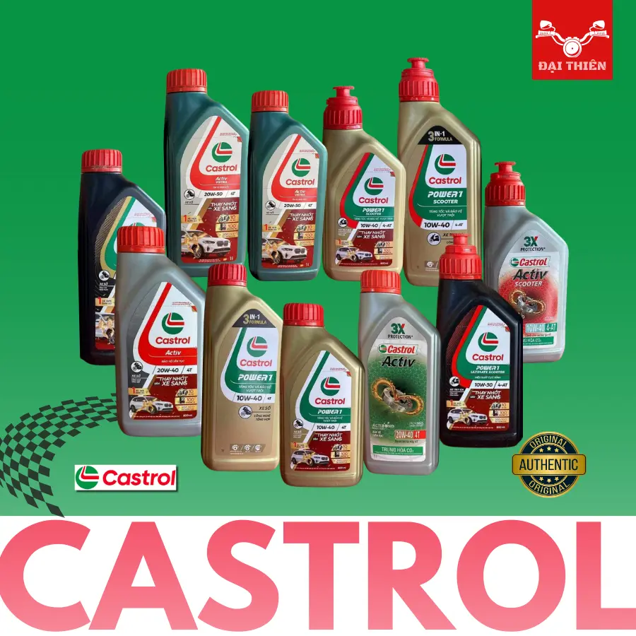 Dầu nhớt Castrol chính hãng dành cho xe GA và xe SỐ ( Dung tích: 0.8L, 1L ) + Nhớ Lap Castrol 120mL