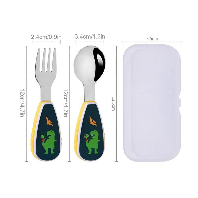 Product Introduction of 1 Set Cute Tableware Food Training Spoon Dessert Spoon For Children Feeding Spoon Fork Baby U0F6 17