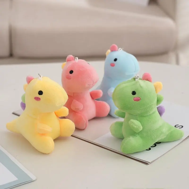 Dinosaur doll plush pendant grab machine doll doll bag keychain plush toy candy color cute mini