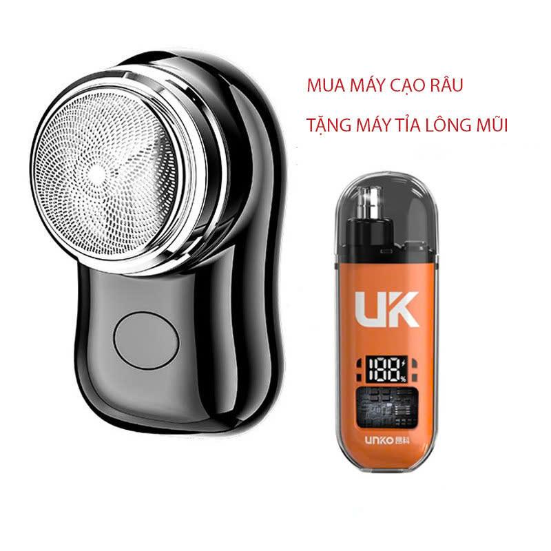 Tặng Máy Tỉa Lông Mũi UK Máy Cạo Râu Mini 3 Lưỡi Kép Tự Mài Chống Thấm Nước Sạc Nhanh