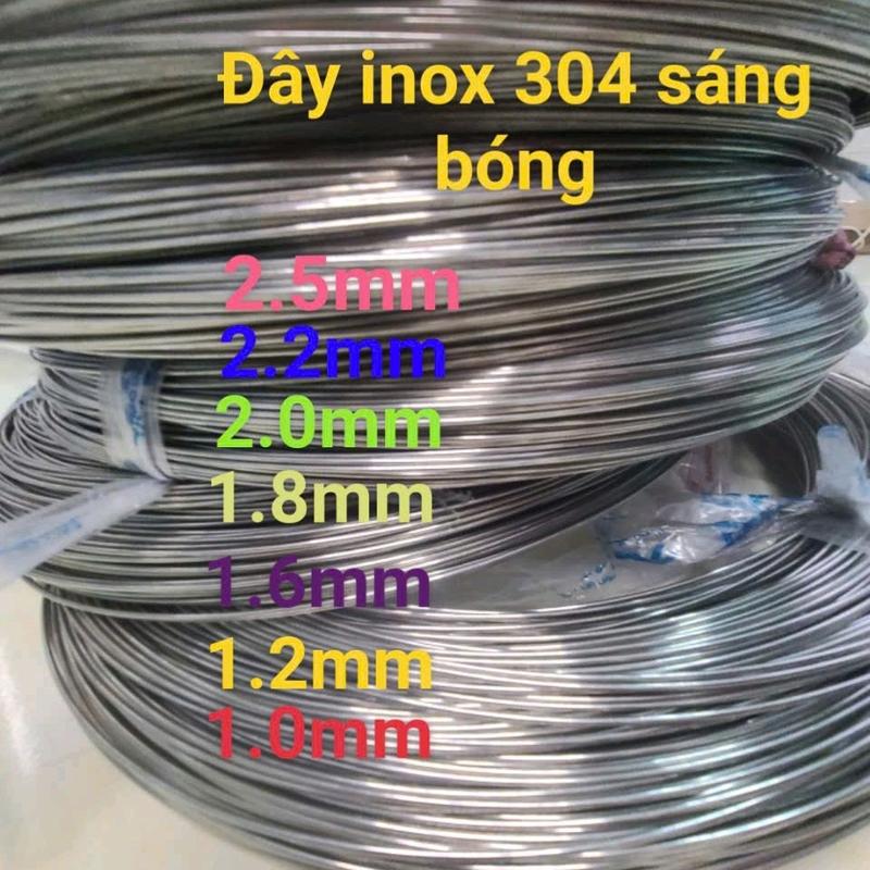 dây inox 304  cao cấp loại sáng bóng. độđàn hồi tốt. nhiều kích thước. làm móc khóa. que bù hàn tig.lòng chim. móc treo. v.v. (giá 0.5  kg)