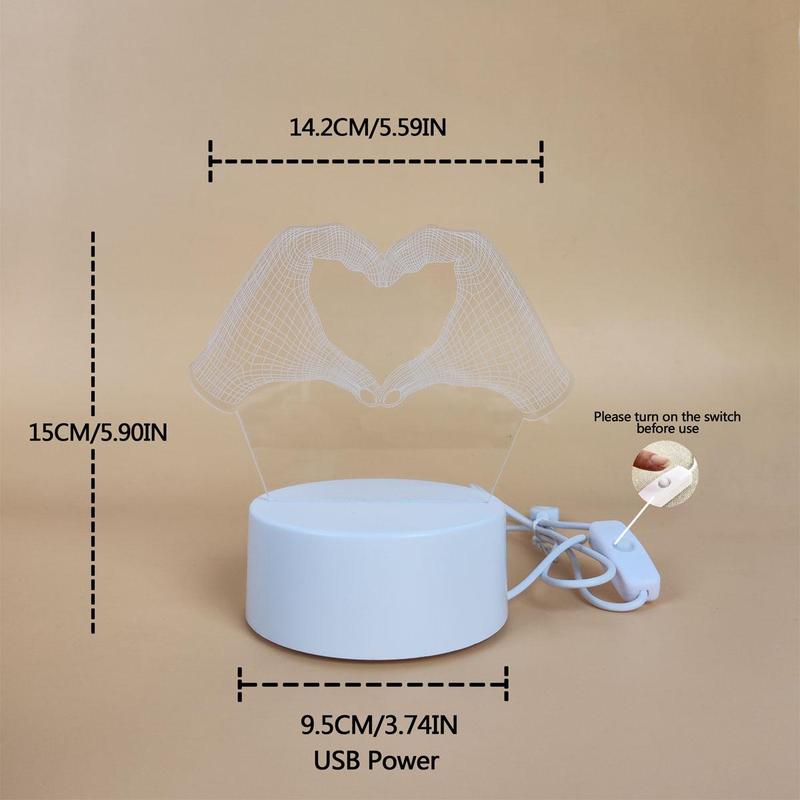3D Heart Shaped LED Night Light, USB Powered Desktop Atmosphere Light, Creative Night Lamp for Bedroom Home Room Decor 1