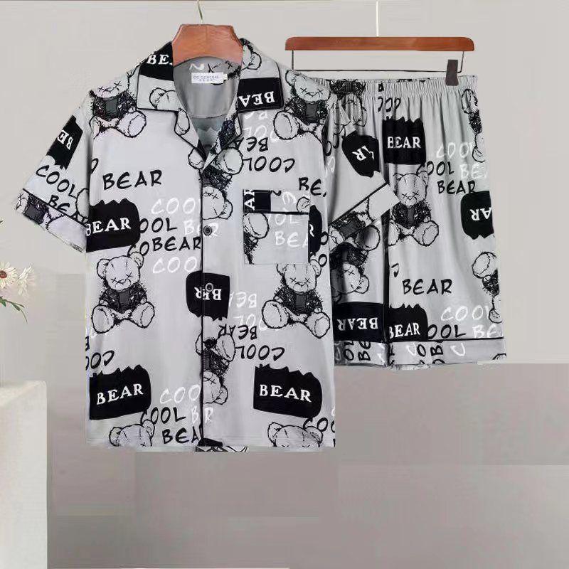Product Introduction of Ice Silk Pajamas Men's New Ice Silk Short-Sleeved Shorts Men's Thin Loose plus Size Youth Homewear Suit 6