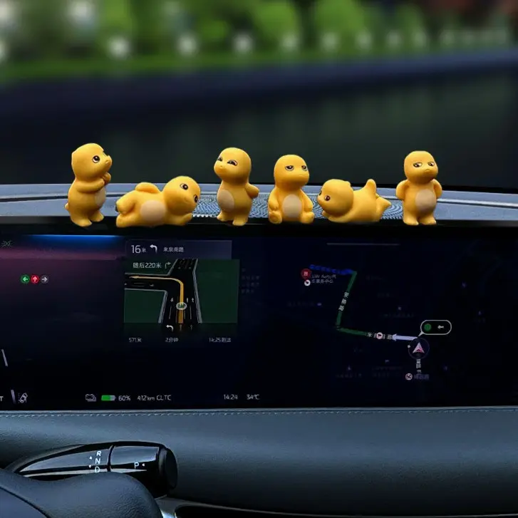 6pcs Mini Figure Nailong Dino Kuning/Dekorasi kartun/hiasan kamar tidur/hiasan mobil lucu nailong/Dekorasi Mobil Populer Lucu Dasbor Mobil Mainan 7
