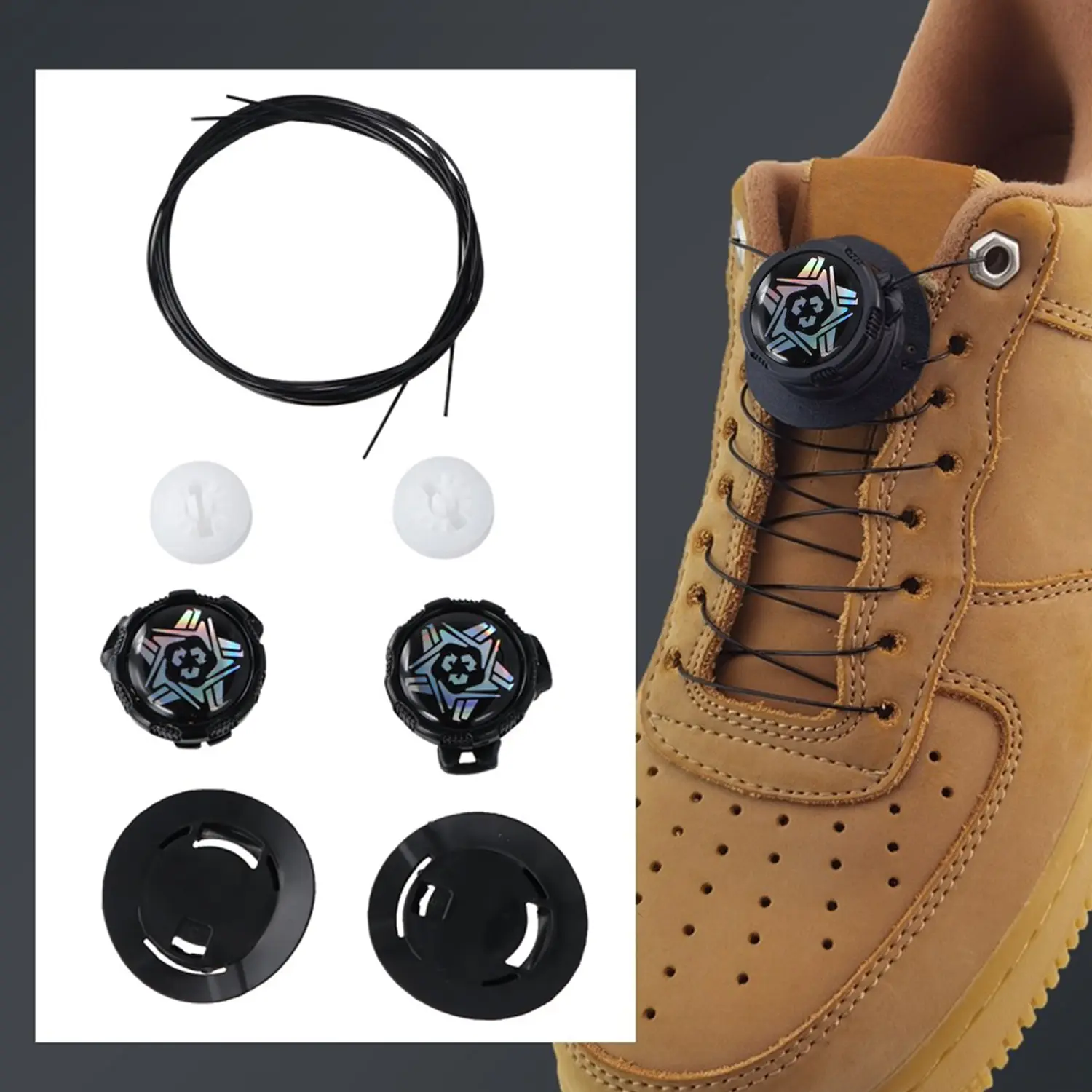 1 Pair Sneakers Swivel Buckles Easy No Tie Quick Lock Elastic Lock Rotating Automatic Tieless Sneakers Swivel Buckle Shoe Accessories