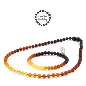 Amber Buddy | XB54R2M Kalung & Gelang Amber Dewasa Rainbow Matte - 42cm & 18cm.