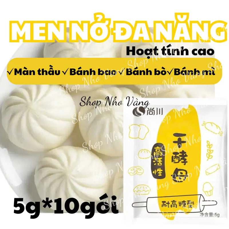 【10 gói】men nở hoạt tính cao bánh bao bánh mì đa năng 5g 0