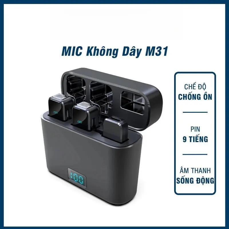 Mic Thu Âm Không Dây Cho điện thȯại M31 - Bật Tắt Lọc Ồn - Micro Ghi Âm, Quay Video, Làm Vlog ,Livestream Tiktok 0