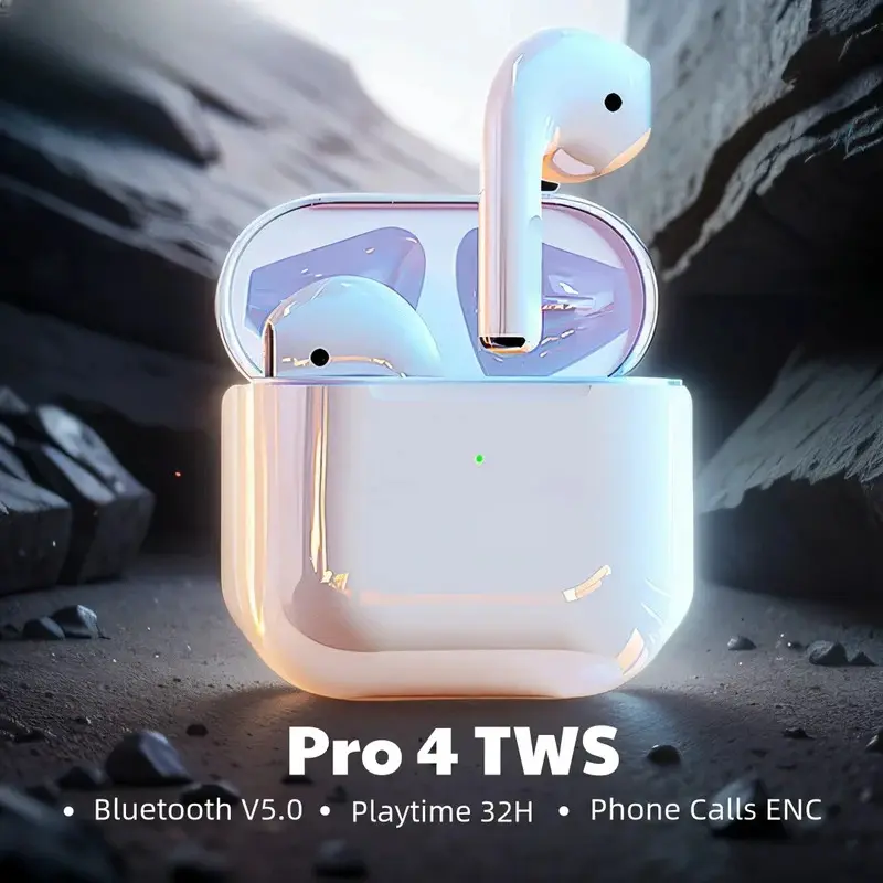 Tai Nghe Bluetooth, Pro4 TWS, Âm Thanh Nổi 9D, Tai Nghe Không Dây, Tai Nghe Trong Tai HiFi, Tai Nghe Rảnh Tay, Có Micro, Thích Hợp Chơi Game Thực Tế