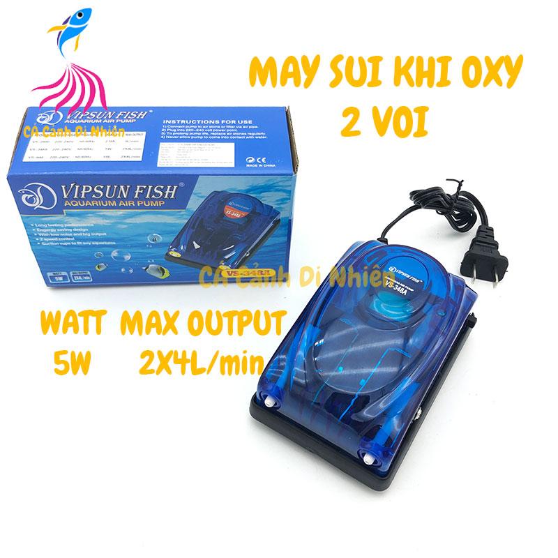Máy sục sủi khí oxy 2 vòi 5W VIPSUN VS-348A cho hồ cá vs 348a