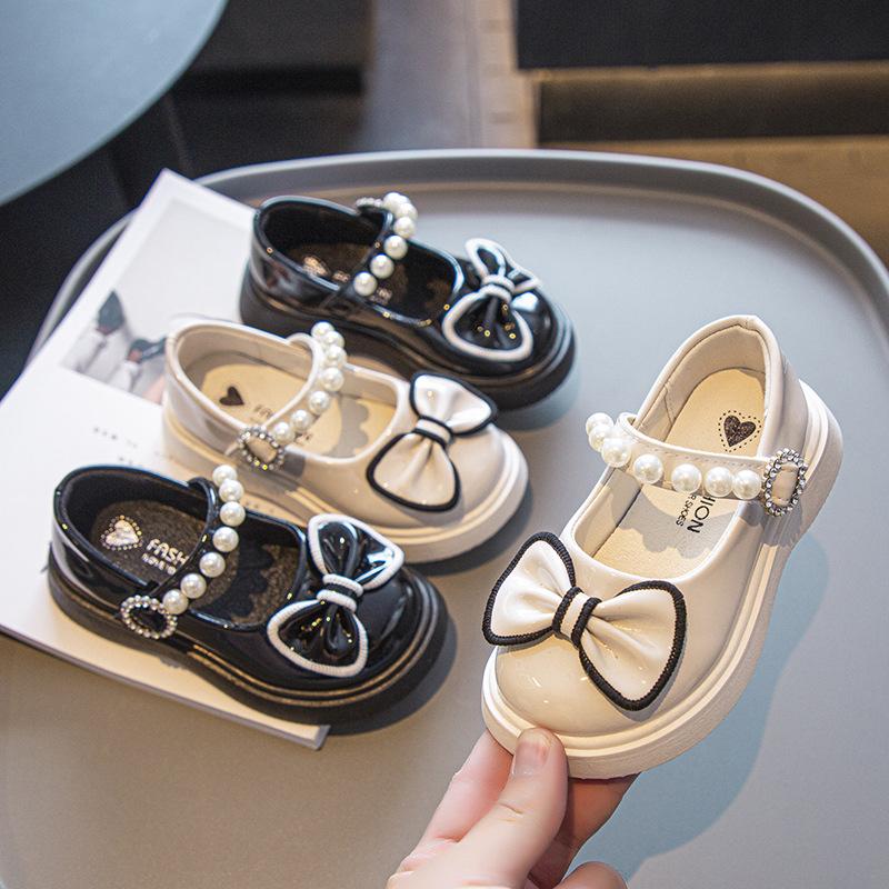 Giày Búp Bê Bé Gái Đính Nơ Quai Ngọc Siêu Mềm Êm Nhẹ Cho Bé Sz 23-35 Mã H190