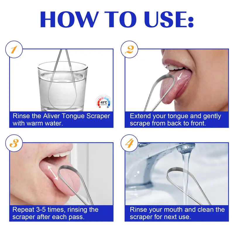 Stainless Steel Tongue Scraper, 1 Count/2 Counts/4 Counts/6 Counts Tongue Scraper with Storage Case, Oral Hygiene Care Tool for Fresh Breath 6