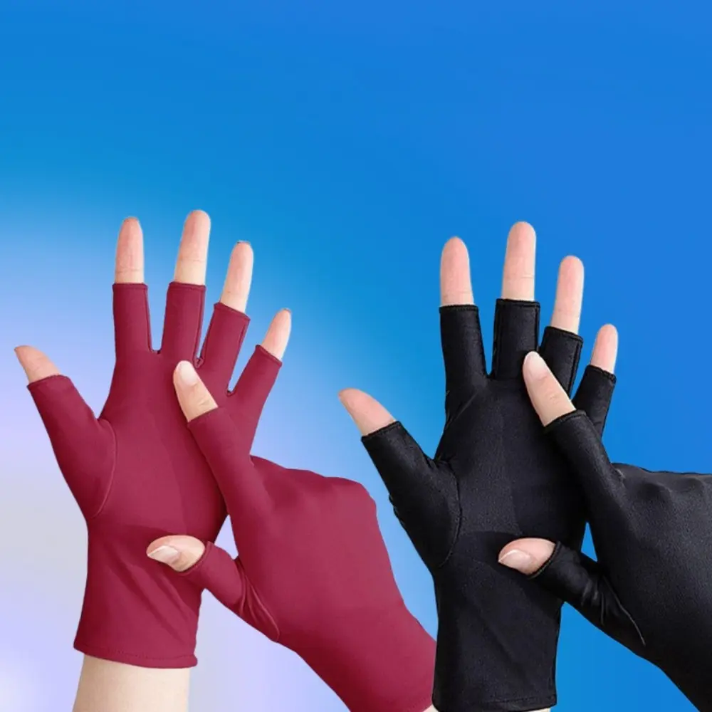 New Half Finger Sunscreen Gloves Breathable Anti-UV Ice Silk Gloves Highly Elastic Riding Driving Gloves Gift