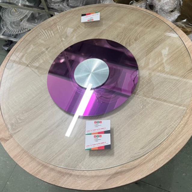 mâm xoay bàn ăn cao cấp [Màu Hồng Tím] size 60,70,80,90,100cm, bộ mâm xoay gồm đế xoay inox và kính cường lực dày 10ly 1