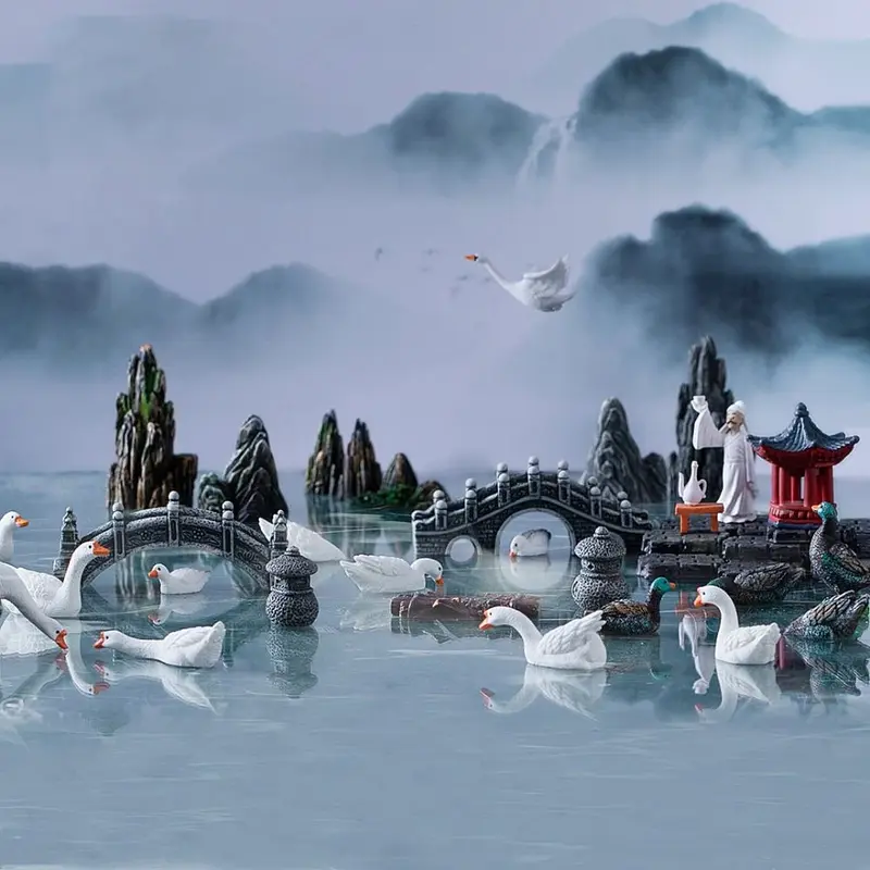 Đạo Cụ Cảnh Quan Vi Mô, Cầu Thiên An Môn Đá Cuội Trang Trí Sáng Tạo, Mô Phỏng Gà Con Như Thật, Làm Bằng Resin Và Đá Cát, Tượng Nhỏ Thích Hợp Để Trang Trí Bàn Làm Việc Tại Nhà 7