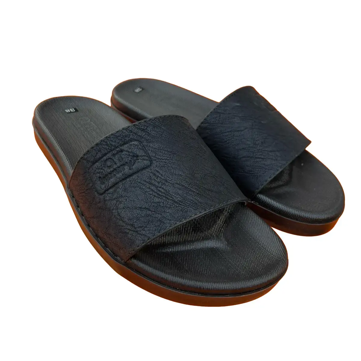 Dép Lê { Mã k 08 }  dép da quai ngang mau đen ,chất liệu da sít , khâu quai ,đế cao 2,5cm DéP  Slipper