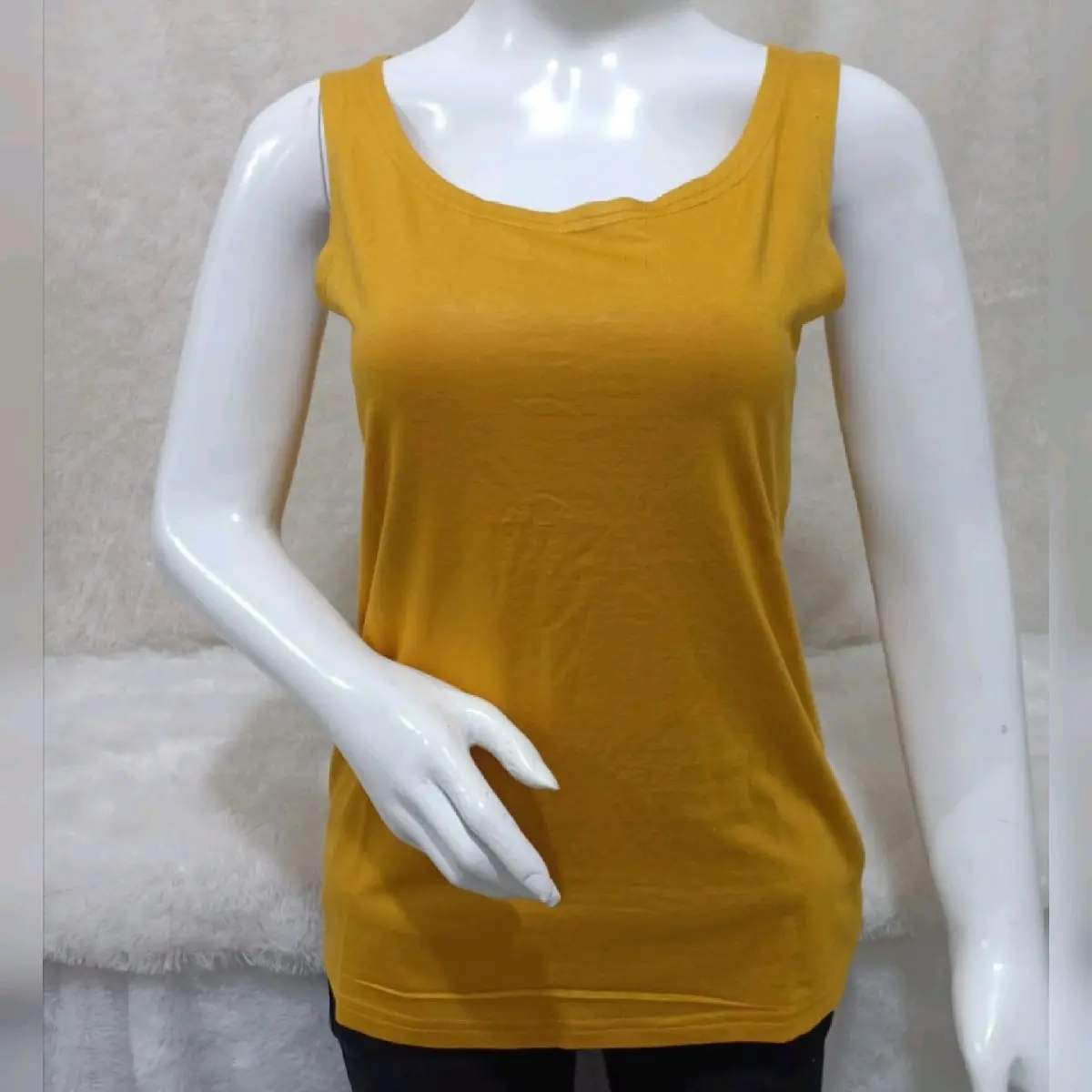 tank top wanita singlet wanita size L - XL murah Rayon Spandex Atasan Tebal Basic Kamisol Rompi croptop remaja dasar warna kopi