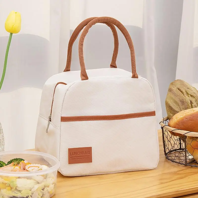 Large Capacity Lunch Bag, 1 Count Insulated Lunch Bag with Handle, Portable Lunch Box Storage Bag for Home Office School Picnic