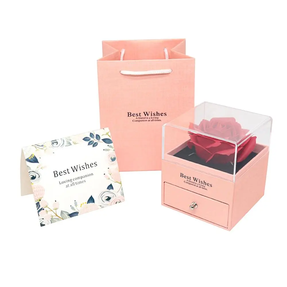 3 Pieces Valentine's Day Gift Eternal Flowers Rose Gifts Box for Anniversary