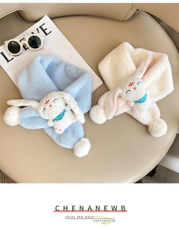 Product Introduction of Spring Chinese Style Rabbit Children's Warm Cartoon Cute Scarf Free Cross Scarf Fur Ball for Boys and Girls 14
