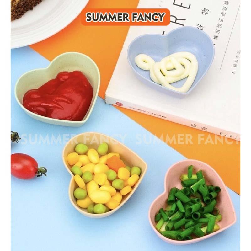 Chén trái tim mini lúa mạch xanh, hồng, đựng gia vị, nước chấm Summer Fancy - bài trí mâm cúng thôi nôi 5