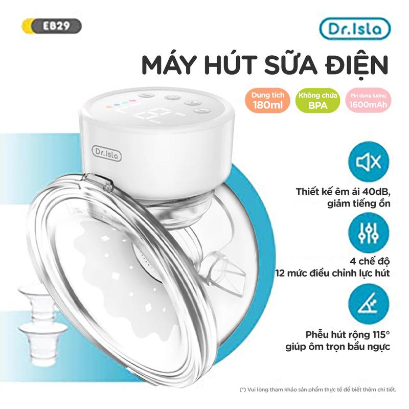 [DR.ISLA] Máy Hút Sữa Điện Không Dây Rảnh Tay Cao Cấp Không Gây Tiếng Ồn, Lực Hút Mạnh, Phễu Silicone Cao Cấp Led, Model Voi EB29 máy  hút máy  hút