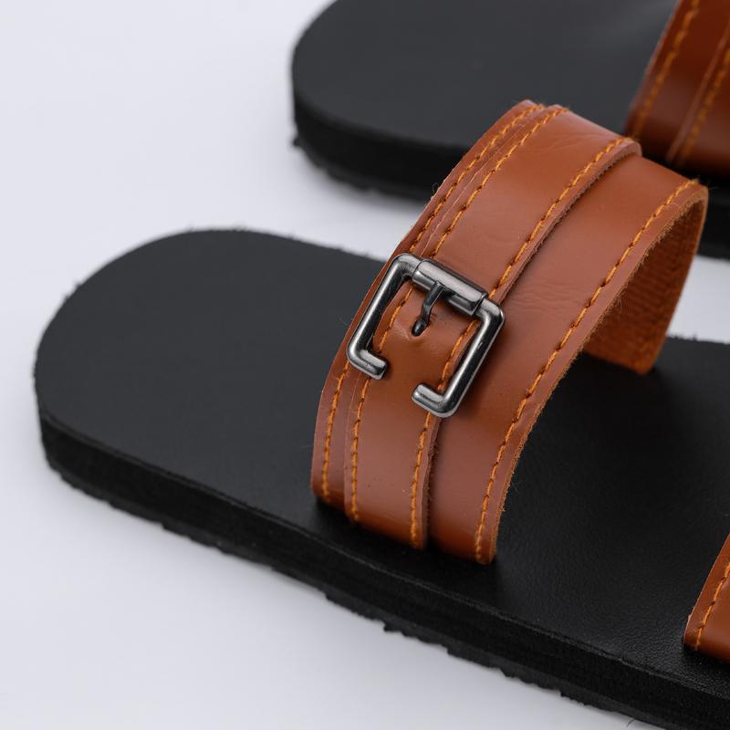Dép sandal Nam Nữ quai da mềm Đế bệt Cao Su ôm chân mã SD60 DéP Shoes GiàY 7
