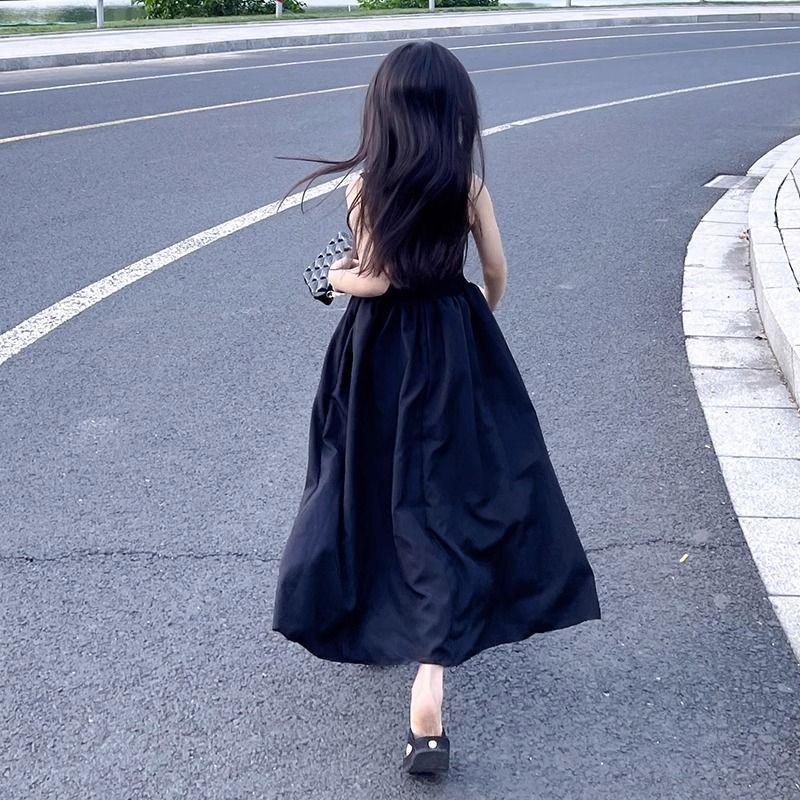 Váy Bé Gái, Phong Cách Hepburn, Váy Đen Nhỏ Trẻ Em Trung Bình Và Lớn, Không Tay, Đầm Dài Có Dây Đeo, Hàng Mới Về Năm 2025, Thích Hợp Cho Mùa Hè 5