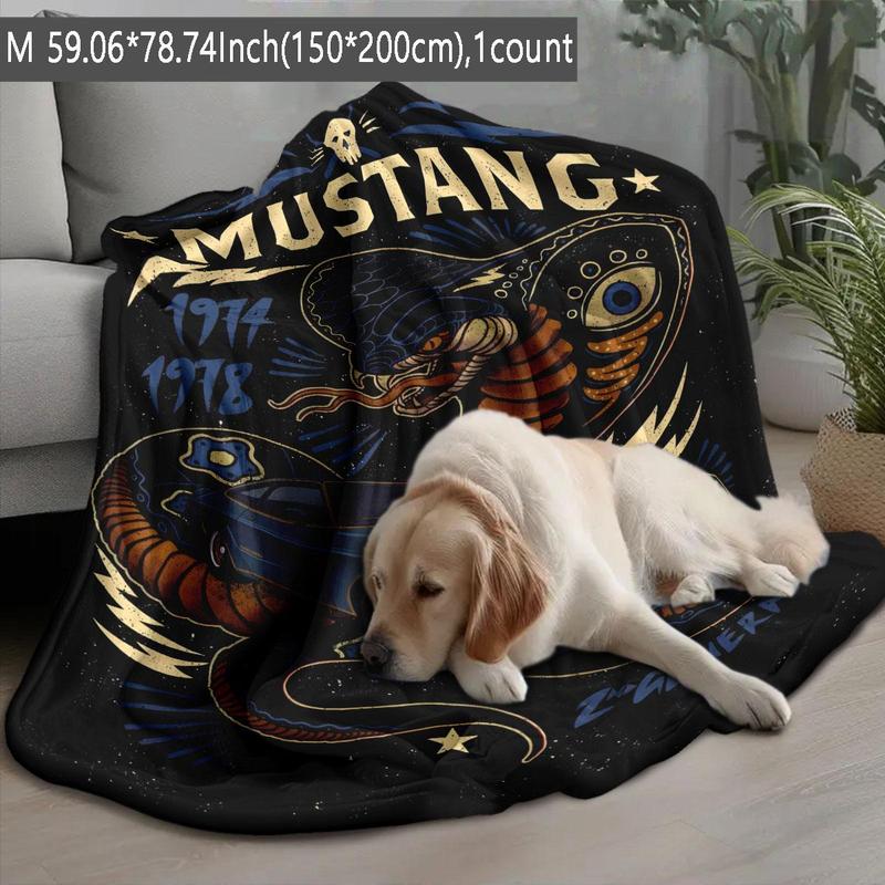 Mustang Snake Pattern Blanket, Soft Comfortable Throw Blanket, Cool Bedroom Bedding Blankets, Warm Napping Blanket for Home Office Travel Camping 6