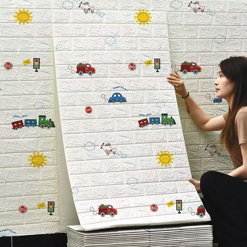 KHỔ LỚN 70x77cm - Bịch 10 miếng dán tường hoạt hình cho bé trai bé gai chống va đập mặt sau có sẵn keo dán trên mọi bề mặt