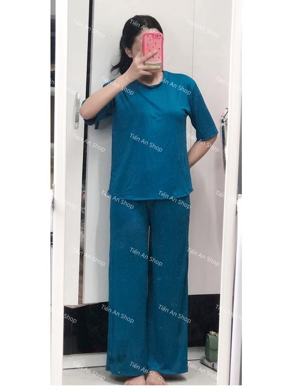 Bộ Thun Lạnh Ủ Kem, Quần Suông, Tay Lỡ, Áo Vạt Bầu Women Top set đồ