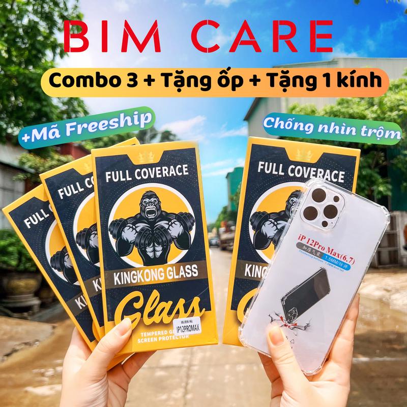 (CHỐNG NHÌN TRỘM 4 )Mua COMBO 4 Kính cường lực KingKong Glass chống nhìn trộm có khung tự dán ,TẶNG 1 ốp trong trị giá 50K Kem